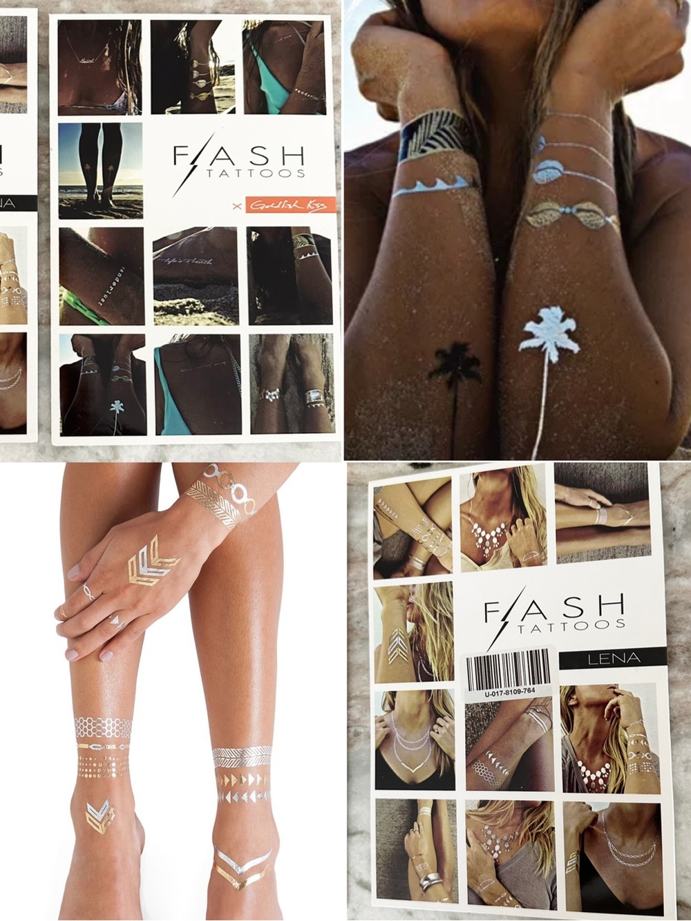 Flash Tattoo Metallic Temporary Jewelry Accessory Tattoo Set — Beach / Festival